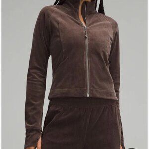 Lululemon Scuba Track Jacket Velvet Cord Espresso Full Zip - Size 8